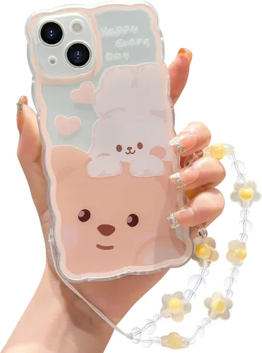 Miniatura 22 de Compatible con iPhone 11 Funda Lindo Dibujos Animados Pequeño Oso Conejo con Lindo Diseño de Cadena para Mujeres Niñas Estético Kawaii Funda Delgada