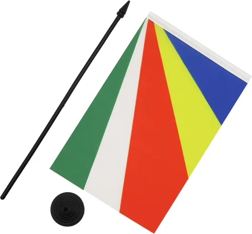 Miniatura 302 de AZ FLAG Sierra Leone Bandera de mesa 5'' x 8'' - Bandera de escritorio de Sierra Leona 21 x 14 cm - Bastón y base de plástico negro