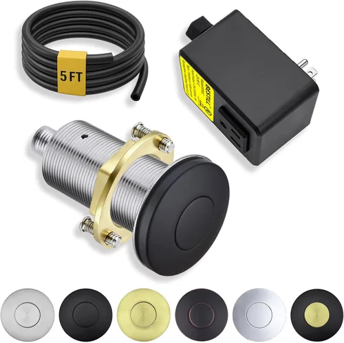 Miniatura 12 de Kit de interruptor de aire para eliminación de basura BESTILL - Certificado UL, botón de presión de 3.6" de largo en acero inoxidable con acabado