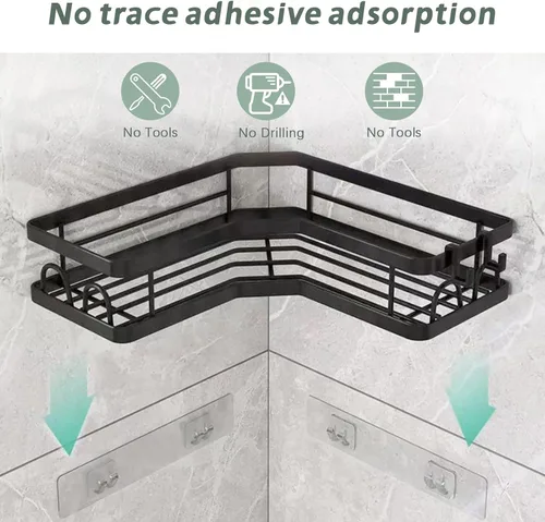 Miniatura 5 de Organizador de ducha esquinero a prueba de óxido, 3 unidades, accesorios de almacenamiento de baño de acero inoxidable, organizador de ducha