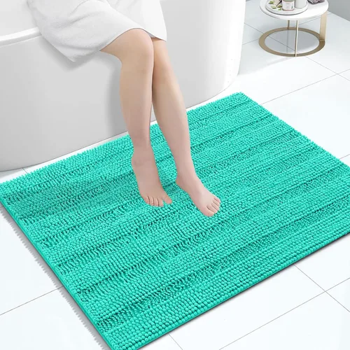 Miniatura 43 de Grandaily Alfombras de baño de felpilla a rayas de 24 x 16 pulgadas, extra gruesas y suaves, absorbentes, parte trasera de goma, alfombra de ducha