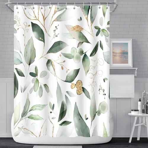 Miniatura 18 de Cortina de Ducha Floral Bohemia Negra Flores de Mediados de Siglo Botánica Moderna Elegante Estética Cortina de Ducha para Decoración de Baño