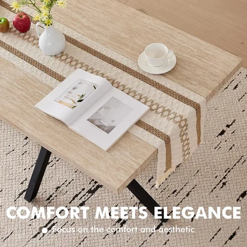 Miniatura 3 de Mesa de comedor de 55.1 pulgadas para 2 4 personas, pequeña mesa de cocina rectangular moderna de mediados de siglo con patas cruzadas de metal
