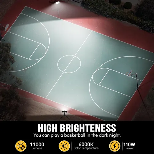 Miniatura 5 de LIVOWALNY 2 Piezas Luces de Trabajo LED con Soporte, 110W 11000 Lúmenes Luz de Trípode Portátil con Cable de 13 Pies, IP65 Impermeable Luz