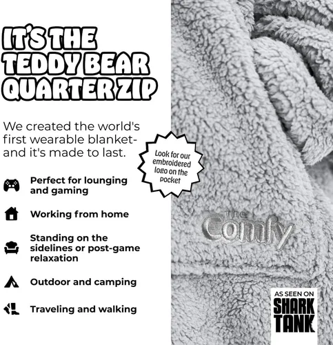 Miniatura 38 de THE COMFY Teddy Bear From Shark Tank Patented Zipper Oversized Sherpa Wearable Blanket Hoodie Gift for Women & Men