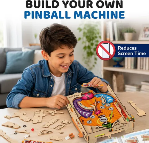 Miniatura 4 de Smartivity - Máquina de pinball DIY para niños de 8 a 14 años Juego de arcade galardonado globalmente Construye tu propia máquina de pinball