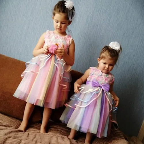 Miniatura 3 de HNXDYY Vestido de baile formal de princesa con encaje para niña de flores