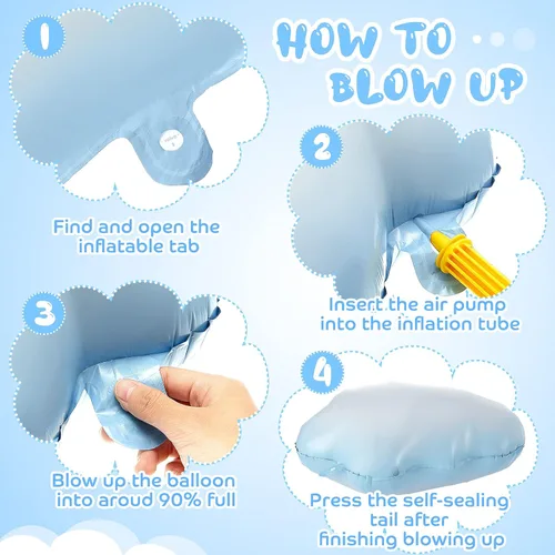 Miniatura 3 de Sumind 6 globos de papel de aluminio de nube blanca de 28 pulgadas, globos con forma de cielo azul, suministros de fiesta inflables reutilizables