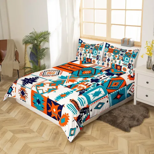 Miniatura 3 de Erosebridal Southwestern - Juego de funda de edredón tamaño individual, diseño geométrico étnico, estilo bohemio, azteca, para niños, adolescentes