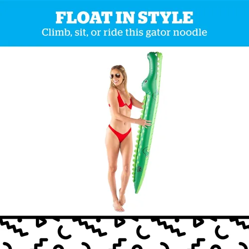 Miniatura 4 de Fideos inflables de cocodrilo, divertidos flotadores de fideos de piscina para niños y adultos, decoración ridícula de fiesta de piscina Verde