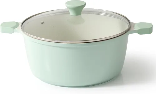 Miniatura 10 de SENSARTE Olla de cerámica antiadherente con tapa, olla de cocción de inducción de 4.5 cuartos de galón con tapa de vidrio templado, olla