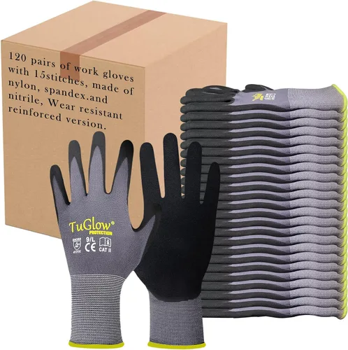 Miniatura 7 de Work Gloves MicroFoam Nitrile Coated-12 Pairs,Seamless Knit Nylon&Spandex Gloves,Grey Work gloves