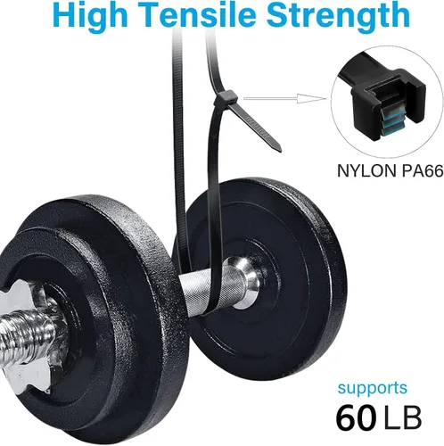 Miniatura 3 de Sujetacables largos PA66 de 12 pulgadas, color negro (paquete de 100), resistentes a los rayos UV para uso en interiores y exteriores, resistencia a
