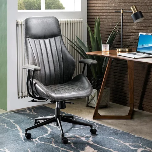 Miniatura 22 de ovios Silla de oficina ergonómica, sillas ejecutivas de piel sintética con respaldo alto y cojín grueso, cómodo sillón giratorio moderno de mediados