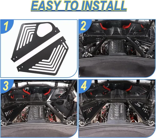 Miniatura 5 de Cubierta de panel de bahía de motor compatible con Chevrolet Corvette C8 2020-2023, cubiertas traseras de aleación de aluminio para motor izquierda