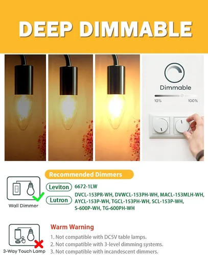 Miniatura 2 de Bombilla LED F15 de 4 W, equivalente a 40 W, bombillas Edison E26 regulables, color blanco suave de 2700 K, bombilla de porche delantero