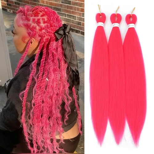 Miniatura 62 de Extensiones de cabello trenzado preestirado colorido, 3 colores, mezcla de cabello trenzado para niñas, 26 pulgadas, 3 paquetes