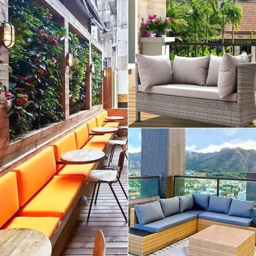 Miniatura 7 de Cojines de banco de jardín de 2.0 in para exteriores, 2 3 plazas, cojín de banco de jardín y patio, almohadillas rectangulares para interiores