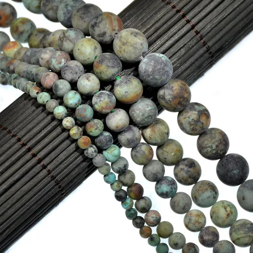 Miniatura 15 de AD Beads Hermosas cuentas sueltas redondas de piedras preciosas mate naturales de 0.157-0.472 in (0.315 in, 33 amazonita mate)