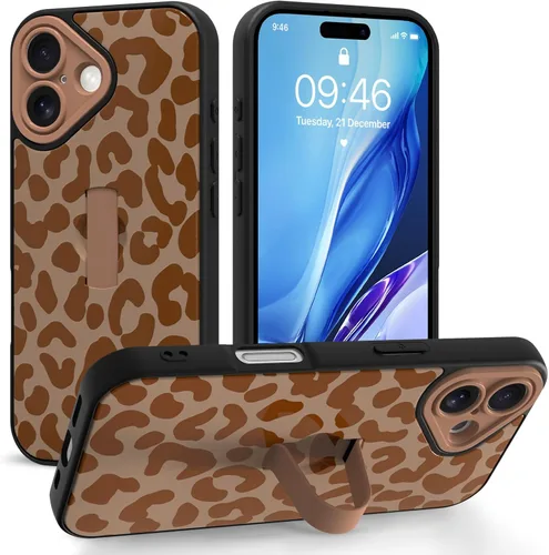 Miniatura 76 de Funda compatible con iPhone 17 Pro Max con correa de mano para los dedos, funda de teléfono con estampado de leopardo y guepardo para mujeres