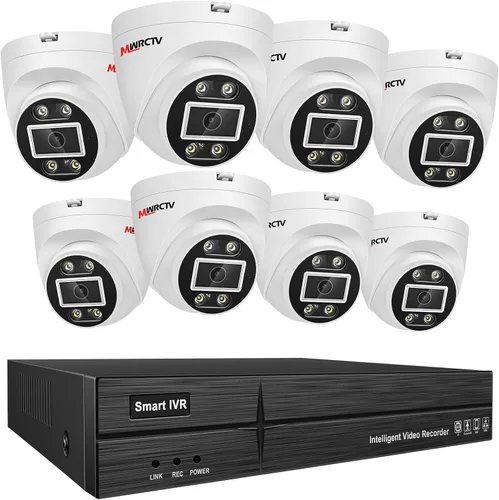 Miniatura 10 de MWRCTV Sistema de cámara de seguridad PoE 4K, cámaras PoE domo con cable de 16 x 8MP para seguridad del hogar, lente gran angular de 0.110 in, luz