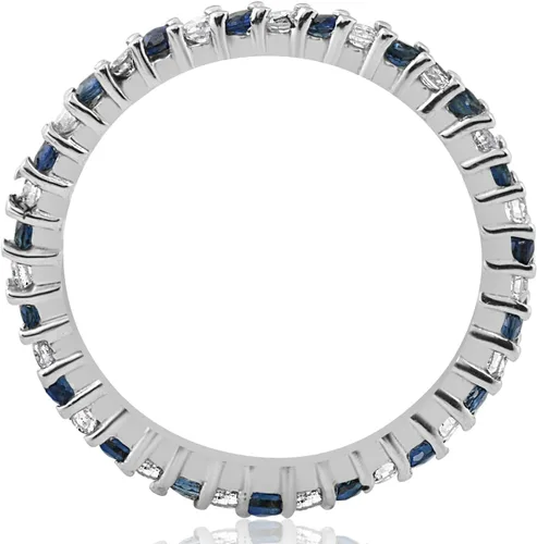 Miniatura 2 de Anillo de eternidad apilable con diamantes de zafiro azul de 12 quilates, oro blanco de 14 quilates