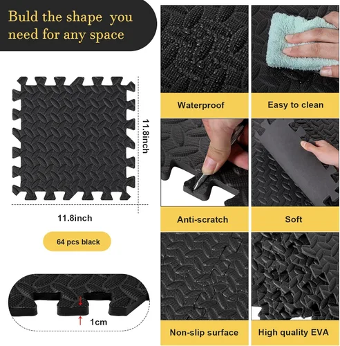 Miniatura 2 de Shihanee Alfombrillas de espuma para el suelo, tapetes de juego a granel con bordes entrelazados para gimnasio, guardería, dormitorio