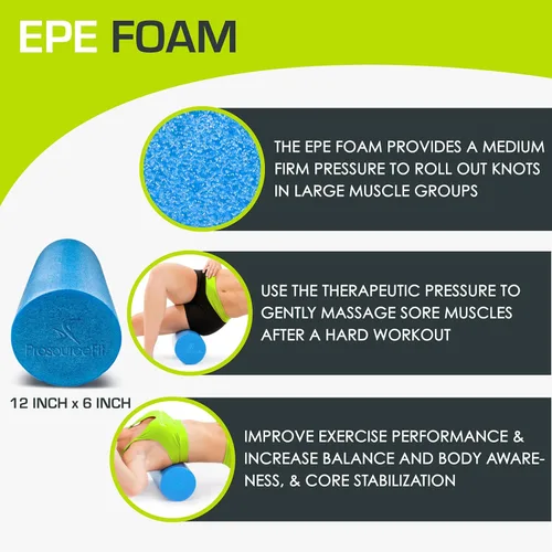 Miniatura 3 de ProsourceFit Flex Foam Rollers for Muscle Massage, Physical Therapy, Core & Balance Exercises Stabilization Azul 12"x6