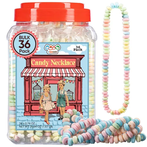 36 collares de dulces envueltos individualmente, estilo gargantilla, joyas nostálgicas de caramelo pastel perfectas para recuerdos de fiesta,