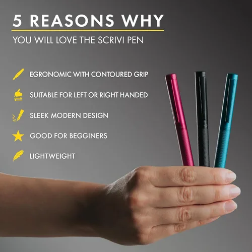 Miniatura 6 de Scrivi Pens Juego de Plumas Estilográficas de Lujo-[Negro] Plumas Estilográficas para Escribir - Punta Extra Fina Suave - Incluye Convertidor