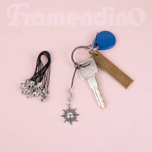 Miniatura 5 de Framendino, Paquete de 200 cordones negros con cierre de langosta para llavero de teléfono celular, bricolaje