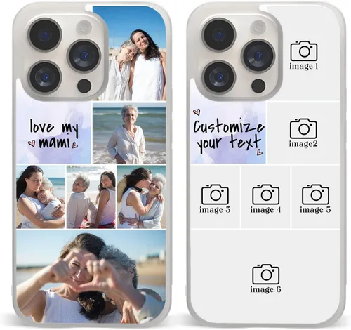 Fundas de teléfono personalizables con diseño de texto, fotos y empalme, regalos para mujeres, familia, madre, aplicable con iPhone 11, 12, 13, 14