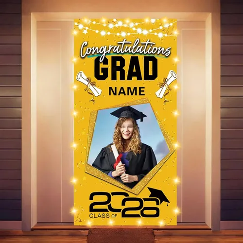Miniatura 49 de Decoraciones personalizadas para fiestas de graduación 2026 – Cartel de felicitación de graduación grande – Cartel de fondo de graduación