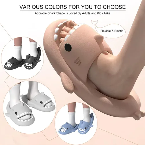 Miniatura 7 de EECH Sandalias de tiburón Cloud para niños y niñas, bonitas pantuflas para niños grandes, suela gruesa mejorada, sandalias de tiburón