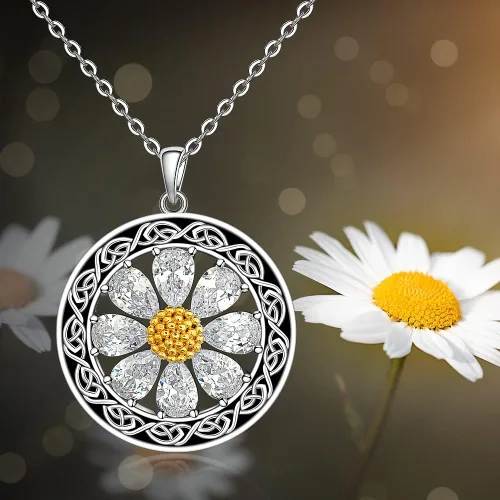 Miniatura 3 de Talonior Daisy Necklace Axolotl Moth Cat Raccoon Cardinal Necklaces Snowflake Four Leaf Clover Necklace Christmas Santa Claus Pendant for Women