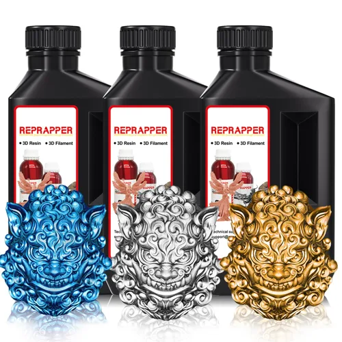 RepRapper Resina para impresora 3D, 405nm Cambio de color de curado rápido UV, paquete de resina estándar de 1kg, resina de fotopolímero para