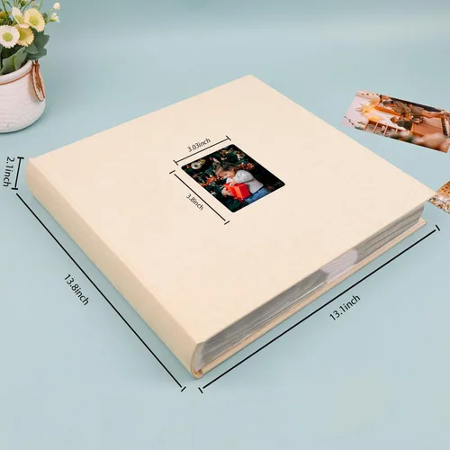 Miniatura 7 de Álbum de fotos de 600 bolsillos 4x6 con espacio para escribir, álbum de fotos de gran capacidad 4x6 que contiene 600 fotos horizontales y Beige