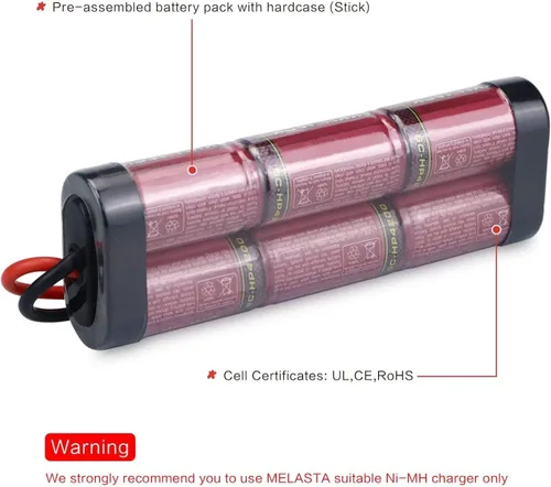 Miniatura 3 de melasta Batería NiMH de 8.4V 4200mAh Hump adecuada para Tracxas RC Racing Car Truck Boat Tank RC Hobby, batería recargable RC Nimh de 7 celdas