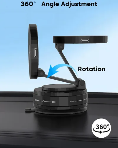 Miniatura 5 de Cargador de coche inalámbrico, fuerte soporte magnético para teléfono, [carga inalámbrica de 15 W más rápida], soporte plegable ajustable de 360°