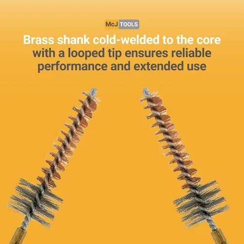Miniatura 4 de McJ Tools Cepillo de Cámara de Bronce para Limpieza Paquete de 10 7.62mm/.308Cal - Cepillos de Limpieza de Armas de Bronce Premium con Cerdas
