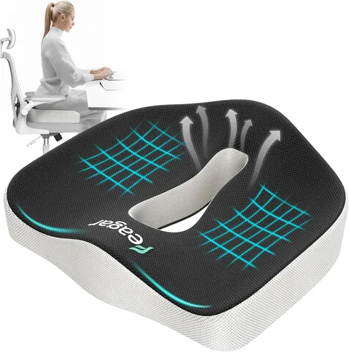 Miniatura 8 de Feagar Cojines de asiento de espuma viscoelástica extra grandes para sillas de oficina, escritorio, cojín de silla, alivio del dolor de coxis, extra
