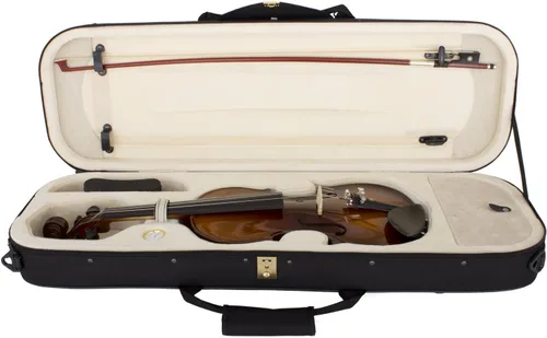 Miniatura 2 de Cecilio Violín de tamaño completo 4/4, arce macizo tallado a mano y abeto con accesorios de ébano, incluye estuche, arcos, colofonia, ideal