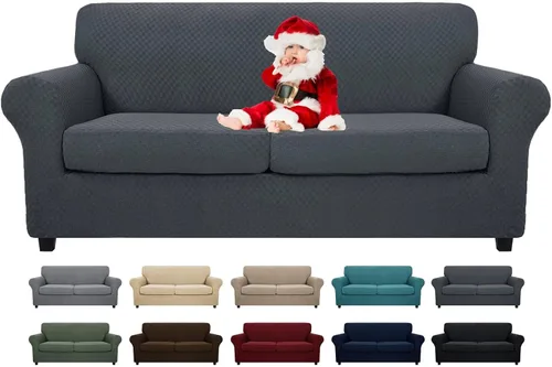 Miniatura 11 de MAXIJIN funda para sofá de 4 piezas, para sofás de 3 plazas, muy elástica, no se desliza, para perros, para mascotas, protector elástico de muebles