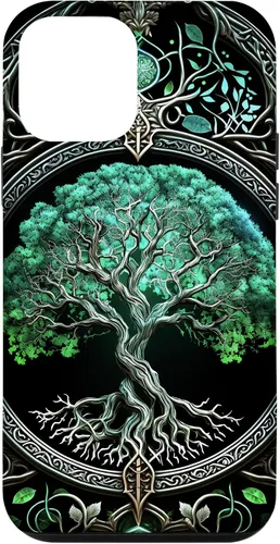 Miniatura 15 de Funda para iPhone 11 Pro Max Tree Of Life Yoga espiritual celta vikinga, verde y negro