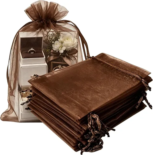 Miniatura 8 de Paquetes de 50 bolsas de organza de regalo de 4 x 6 pulgadas, cordón negro a granel para baby shower, Navidad, cumpleaños de profesores, recuerdos