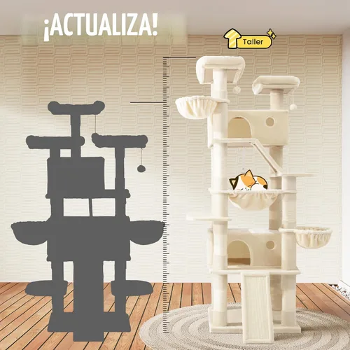 Miniatura 4 de SHA CERLIN Torre de árbol para gatos de varios niveles de 81 pulgadas de alto para gatitos de interior/muebles de condominio para gatos más grandes