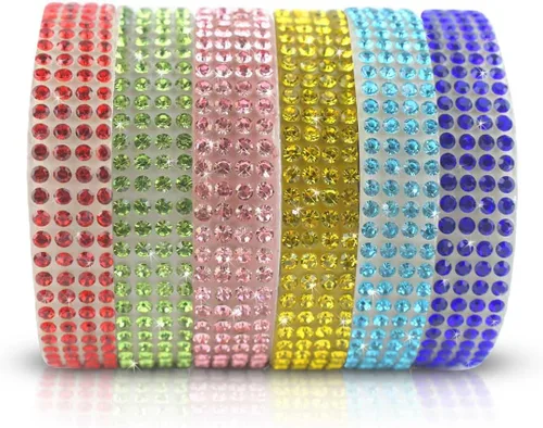 Miniatura 2 de 6 rollos de cinta de diamantes de imitación de cristal, rollo de cinta de diamante para manualidades, cinta de diamantes de imitación autoadhesiva