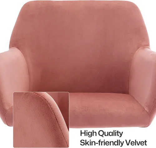 Miniatura 9 de Silla de escritorio de pelo sintético giratoria 360°, silla de oficina moderna ajustable en altura para adolescentes, mujeres y niñas, con base