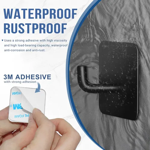 Miniatura 4 de Ganchos adhesivos para baños, 4 ganchos para toallas para colgar sombrero, bata, abrigo, ganchos para cocina, ganchos adhesivos fuertes sin daños