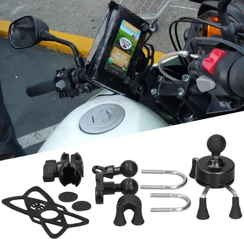 Miniatura 8 de Soporte de teléfono para motocicleta, soporte para teléfono celular, modificación universal con 13 accesorios, soporte de bicicleta para manillar